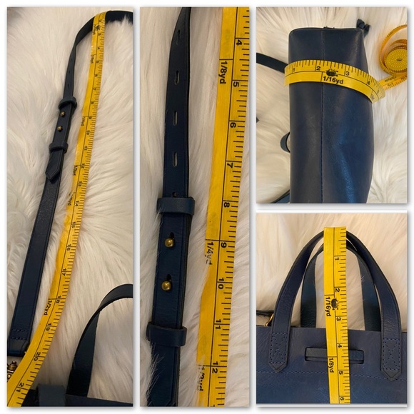 Madewell Blue Leather Crossbody Drawstring Bucket Mini Transport Bag - Picture 10 of 11